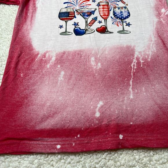 Americana Red Bleached Wine Tee Small - Picture 4 of 7